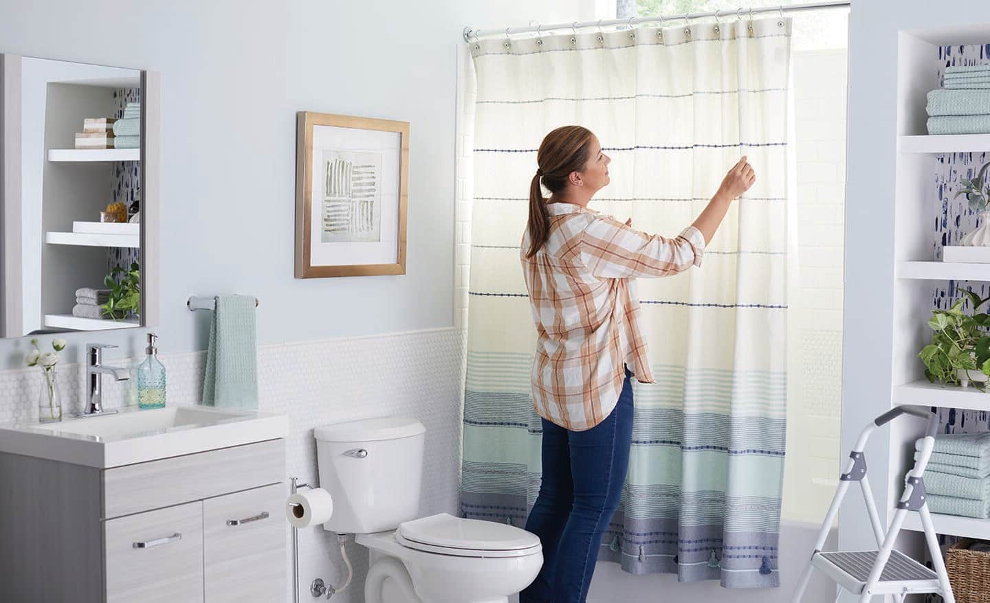 How to Hang a Shower Curtain Rod The Home Depot